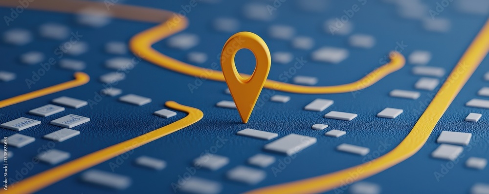 Poster strategic planning resources growth concept. map with a navigation pin and pathway illustration.