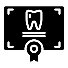 dental care certificate. This is a vector single icon with a solid style. Suitable for any purpose, such as website design, mobile app design, logo design, pattern design, etc.