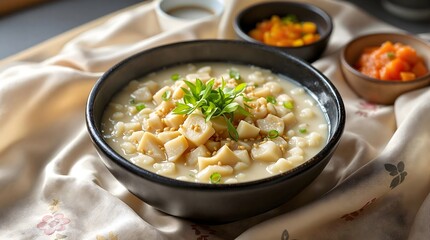 Creamy Jeonbokjuk Abalone Porridge with Fresh Abalone (Korean Cuisine)