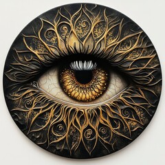 Naklejka premium Ornate Golden Eye - 3D Textured Art
