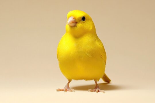 Bright yellow bird perched gracefully, showcasing vibrant feathe