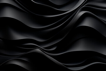 Fototapeta premium Dark background with deep black lines and embossed geometric waves. Graphic resource. Image created with AI