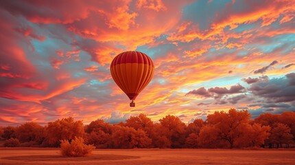 Single Hot Air Balloon at Sunrise
