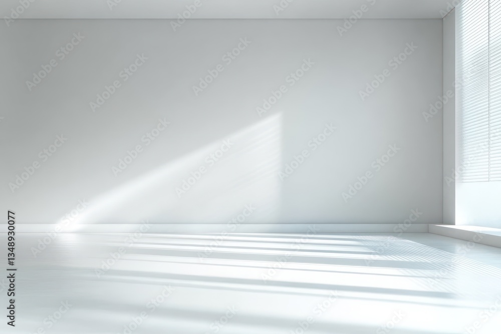 Aufkleber minimalist studio background with soft sunlight shadows in an empty white room for product display
