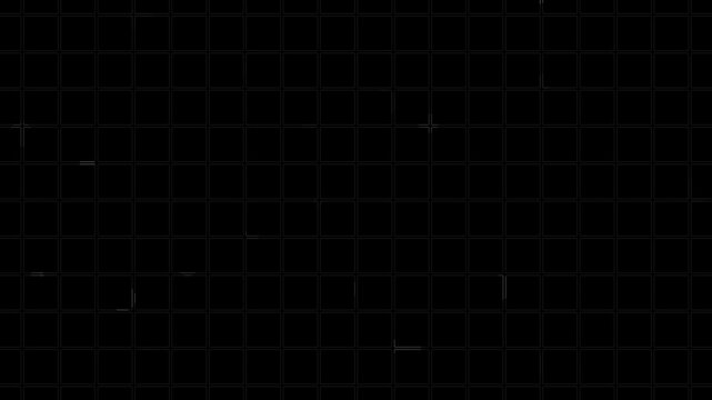 Grey grid background with black squares and white lines suitable for abstract backgrounds, minimalist designs, digital art projects, technical illustrations, and geometric patterns.