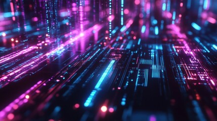 Obraz premium Cyber AI Processing Futuristic Holographic Intelligence
