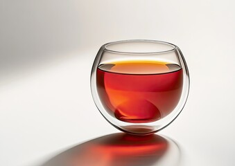 Double-walled glass tea cup, studio shot, light and shadow
