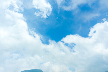 A serene image of a clear blue sky filled with fluffy white clouds, evoking feelings of peace and tranquility. Perfect for backgrounds, wallpapers, and projects needing a touch of natural beauty.