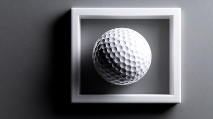Golf ball framed with artistic presentation, creating a sense of minimalist style