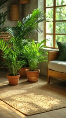 Fototapeta premium Cozy Indoor Space with Potted Plants and Natural Light
