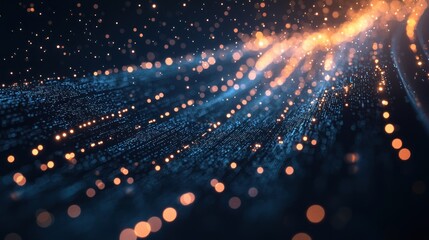 Obraz premium Abstract Digital Stream: Blue and Orange Lightscape