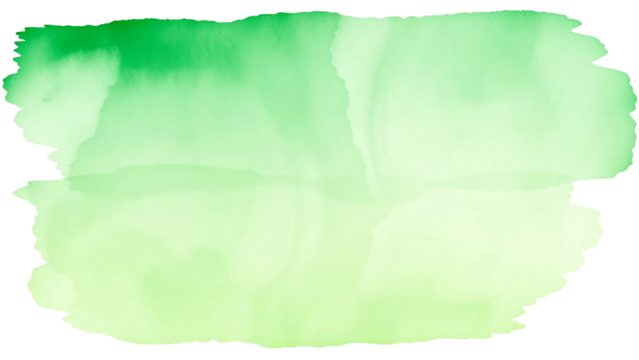 green watercolor paint brush stroke isolated in transparent background 