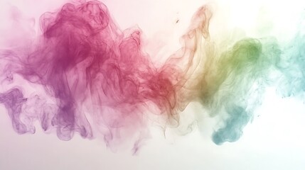 Colorful smoke swirls on white background. (1)