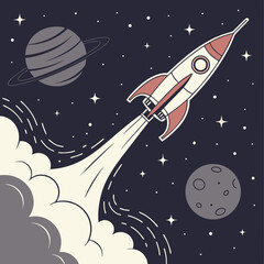 rocket in space vector design