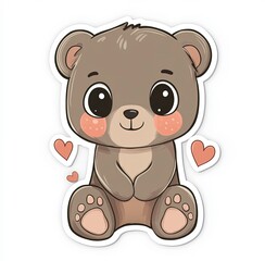 Naklejka premium Cute cartoon bear character with hearts, perfect for children's illustrations and designs