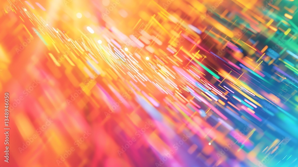 Wall mural abstract colorful lights streaks in a diagonal pattern.
