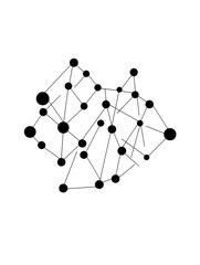Abstract Black Nodes and Lines: Modern Digital Network Connectivity and Data Analysis Visualization