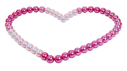 Pink and White Pearl Heart Shape Necklace, Romantic Jewelry Design