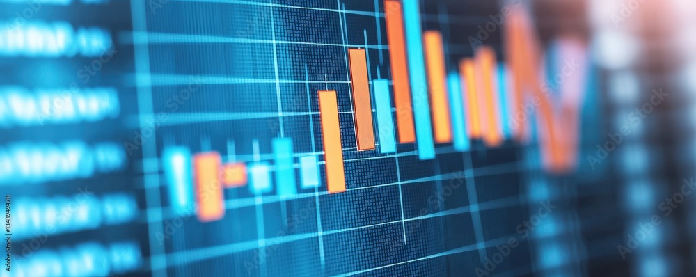Poster strategic planning resources innovation concept. abstract financial data analysis with vibrant chart