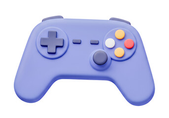3D Blue Video Game Controller With Colorful Buttons And Central Joystick