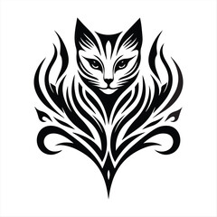 Tribal Cat Tattoo Design – Elegant Feline Artwork