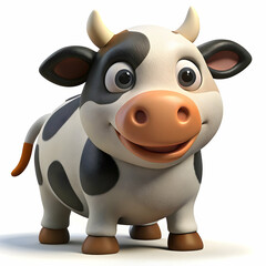 Naklejka premium Adorable Cartoon Cow isolated on white background