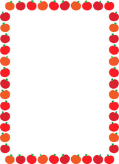 Red ripe apple fruit frame. Simple sweet fruits vector harvesting border. Free space for your text