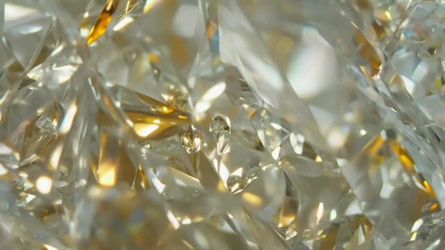 Close-up of shimmering, translucent Rutilated Quartz crystals with golden reflections mineral pattern texture macro background.