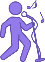 Colored Singing Icon. Vector Illustration. Man Singing Song. Microphone, Singer, and Musical Notes. Music Concept