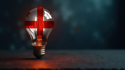 A patriotic concept: A light bulb with the Georgia flag design glowing in the dark, symbolizing ingenuity, technology, and energy independence