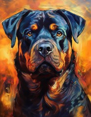 Obraz premium Fiery Rottweiler Artwork