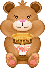 watercolor honey bear