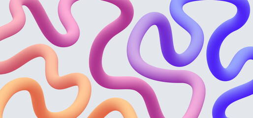 Fototapeta premium Wavy 3d ribbon with Colorful Gradient on white background. Vector illustration.