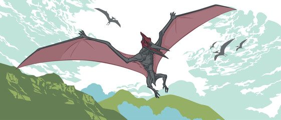 pteranodon, pteranodon wings, dinosaur, prehistoric monster animals, pteranodon flying © Shopaga