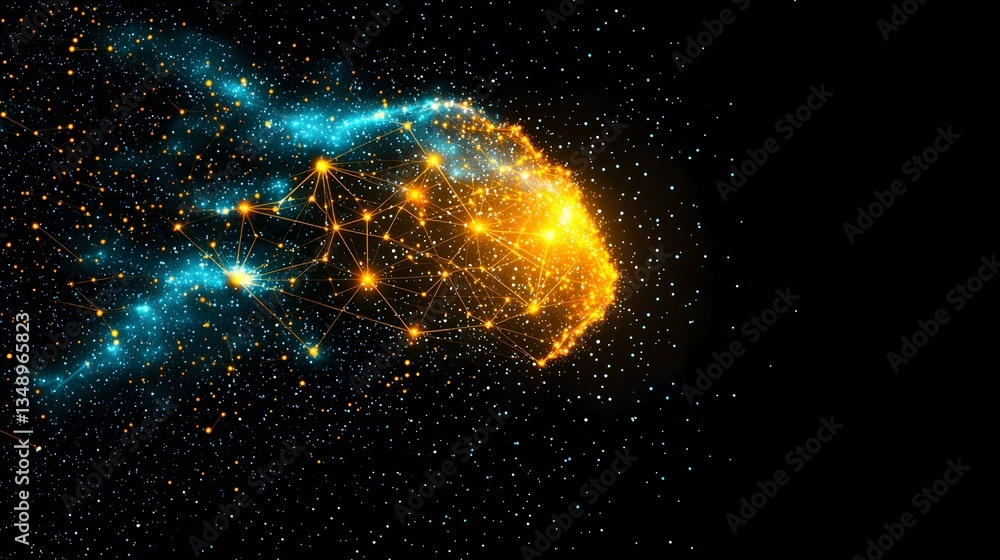 Poster the image shows a stylized representation of a network or connection, possibly a global network, dep