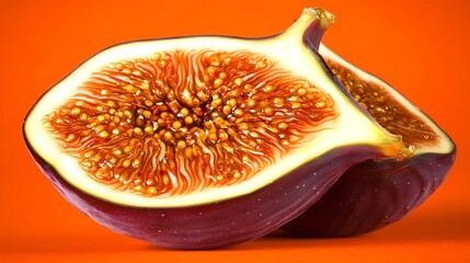 Freshly Sliced Fig Showing Seeds And Its Natural Interior Texture