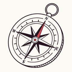 Vector illustration of a vintage compass with cardinal directions on light background and copy space