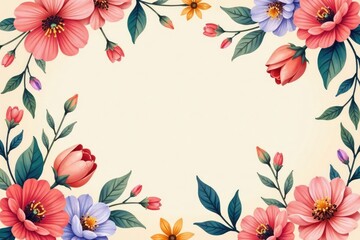 Obraz premium Small scale repeating floral motif, soft color palette, graphics, background