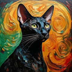 Regal Oriental Shorthair in a Textured Setting