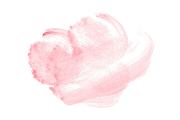 Bright pink watercolor or ink stain with watercolor marks on transparent background.