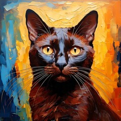 Modern Burmese Cat in Bold Strokes