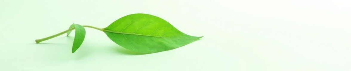 Obraz premium Delicate green leaf isolated on white background, simplicity, white background