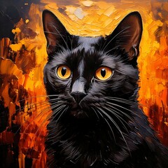 Bold Bombay Cat Portrait in Dark Tones