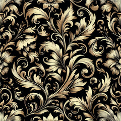 Elegant Baroque Floral Pattern, Luxurious Ornamental Vintage Design