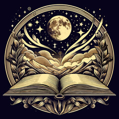 Open book with turning pages representing the freedom of knowledge in clean classic design
