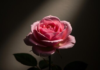 Fototapeta premium Pink Rose Dramatic Lighting Studio Shot. AI Generated