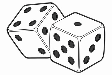 25 White dice, gaming cubes, black dots, pair of dice, close-up, crisp details, soft lighting, smooth surface, gambling, board game elements, simple composition, minimalist aesthetic, stark contrast, 