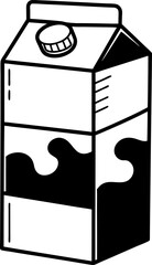 carton of milk simple black and white illustration, dairy product, minimalist design