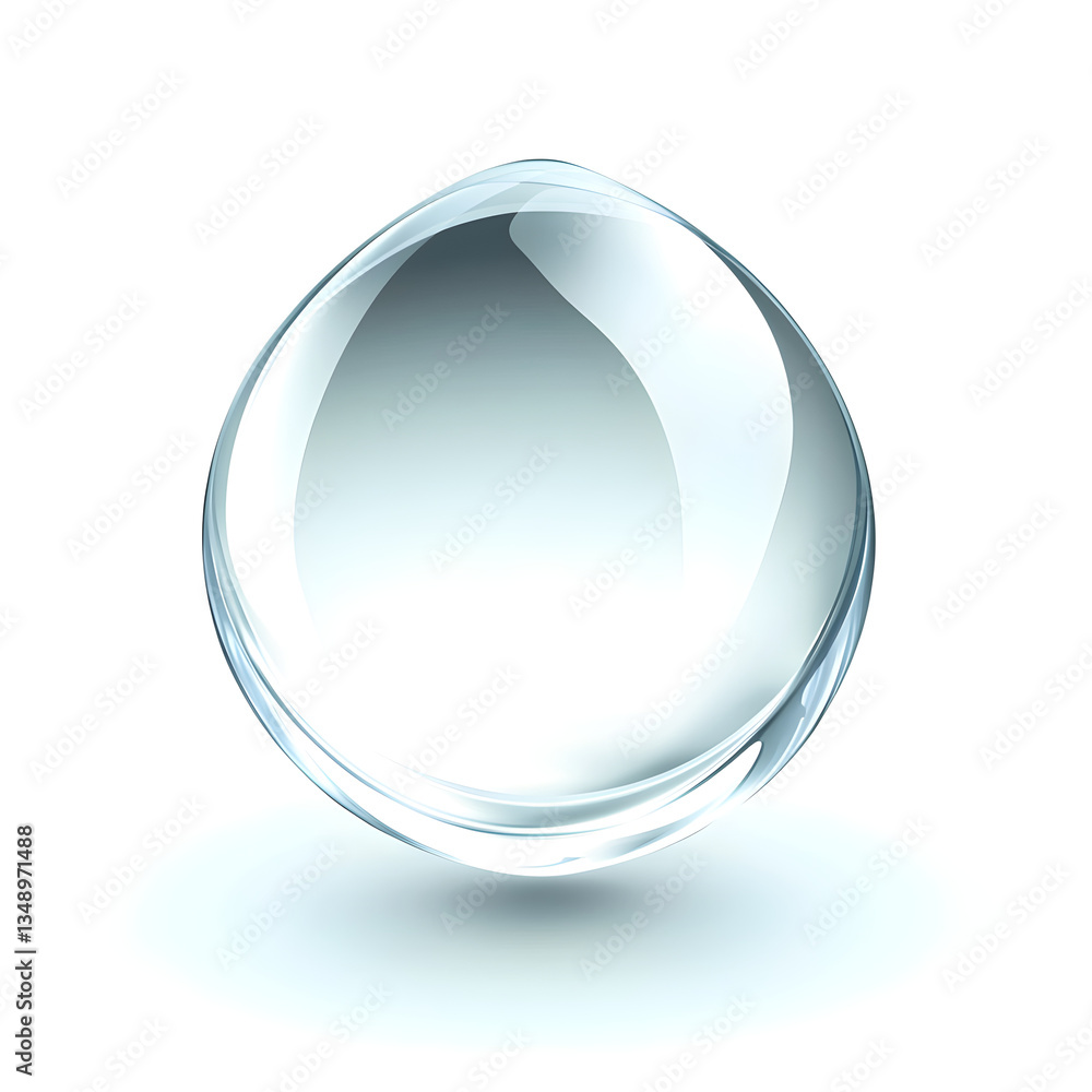 Poster big transparent drop floating on white background