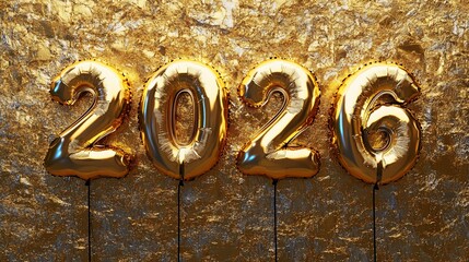 Golden future: Celebrating 2026 with opulent foil balloons and texture backdrop